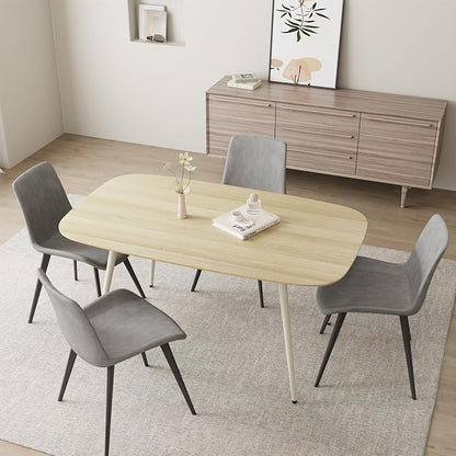 HIPIHOM 47.2'' Dining Table Set for 4,Modern Wood Dining Table,Leather Dining Chairs 4,Table and Chairs Set of 4,Ideal for Kitchen Dining Room (Cat Scratch Table + 4 Gray Chairs, 47.2")