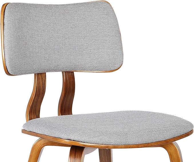 Armen Living Jaguar Mid-Century Dining Chair in Walnut Wood and Gray Fabric - Set of 6