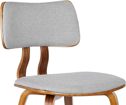 Armen Living Jaguar Mid-Century Dining Chair in Walnut Wood and Gray Fabric - Set of 6