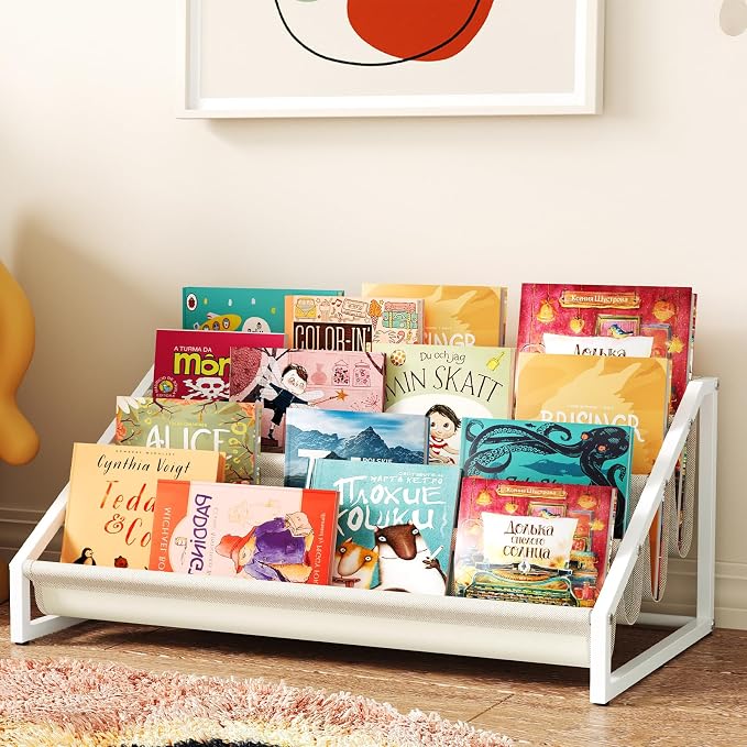 Aokitsink Toddler Bookshelf,Montessori Bookshelf,Bookshelves for Toddlers and Nursery,4 Tier Baby Bookshelves for Kids Rooms,Nursery,Playroom,Baby Room, Small Children Classroom