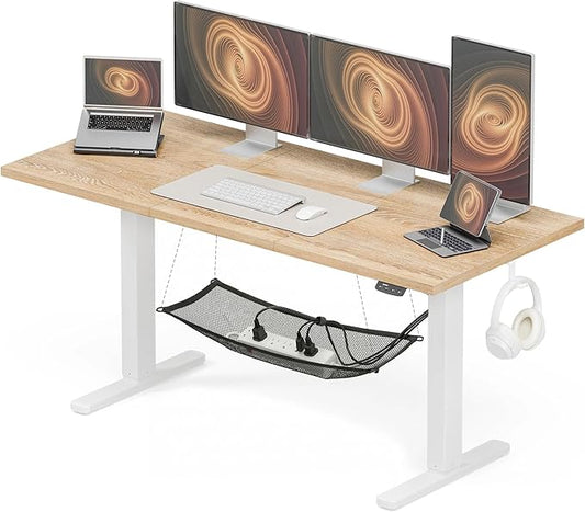 Acrolix Electric Standing Desk, Height Adjustable Home Office Desk with Memory Presets & Cable Management,Oak Sit Stand Desk for Work from Home, Ergonomic Computer Desk (63" x 24")