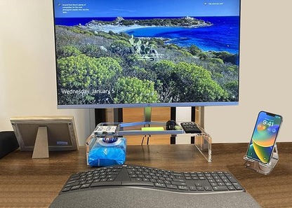 Acrylic Monitor Stand Riser Anti-Cat Laptop Cover Protector, Crystal Clear Laptop Stand, 16 inch Computer Monitor Riser for Home Office