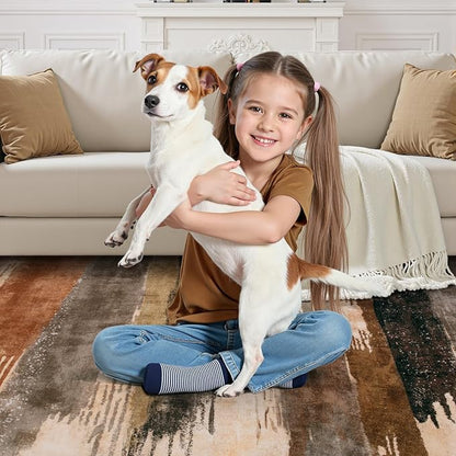 Ciicool 2x6 Washable Runner Rug, Modern Abstract Hallway Rugs Runner, Non-Slip Thin Accent Rug Lightweight Brown Grey Print Distressed Carpet for Laundry Entryway Bedroom Kitchen Indoor