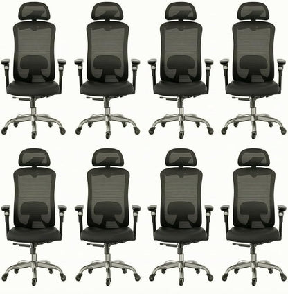 HUANUO Ergonomic Office Chair with 6D Armrest, Seat Depth Adjustment, Lumbar Support, Quiet Rubber Caster, High Back Mesh Gaming Chair with 3D Headrest, Big and Tall Chair for Home Office, Pack of 8