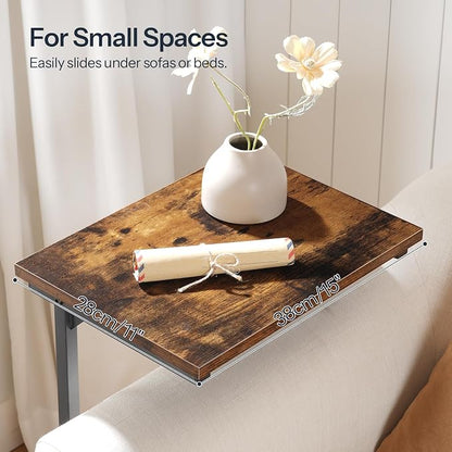 HOOBRO C Shaped End Table, Adjustable Height Sofa Side Table, Slide Under Couch Table, C Shaped Side Table for Small Spaces, for Living Room, Bedroom, Rustic Brown BF71SF01