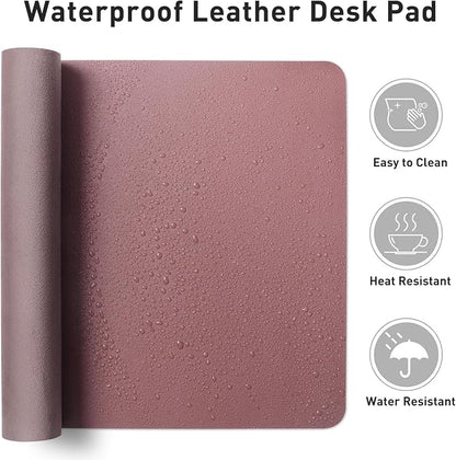 Bloss Leather Desk Pad Protector, Mouse Pad, Office Desk Mat, 31.5" x 15.7" Non-Slip PU Leather Desk Blotter, Laptop Desk Pad, Waterproof DeskWriting Pad for Office and Home (Dark Red)