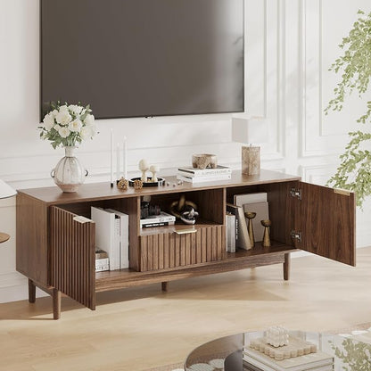 TV Stand and Coffee Table Set of 2, Mid Century Modern Lift Top Coffee Table, TV Console Table Living Room Table Sets for Living Room, Bedroom, Home Office, Walnut
