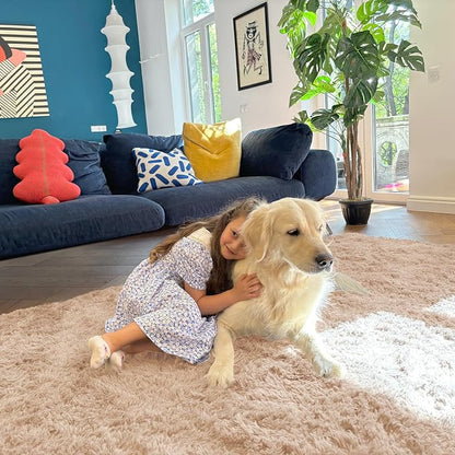 OLANLY 2x9 Machine Washable Runner Rugs for Hallway, Soft Fluffy Shaggy Bedside Rugs for Bedroom, Living Room, Indoor Floor Carpet for Kids Girls and Boys, Nursery Rooms, Home Decor Aesthetic, Beige