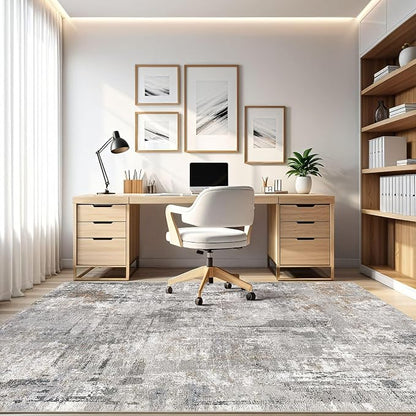 LOONGRUG 8x10 Area Rugs Living Room: Machine Washable Large Abstract Modern Soft Rug Stain Resistant Indoor Floor Non Slip Accent Carpet for Bedroom Nursery Playroom Office Dining Room Dorm- Gray Rust