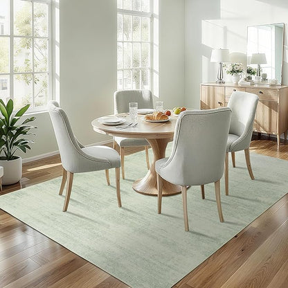 BILEEHOME Sage Green Area Rugs for Living Room Nursery for Baby Girl Boy, Neutral Washable Sage Green Boho Farmhouse Vintage Bedroom Rugs 6x9, Light Green and Ivory Cream