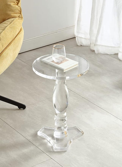 Artmaze Clear Acrylic Small End Table,Drink Table,for Office, Living Room and Bedroom, 12x12 inch，20 inch High