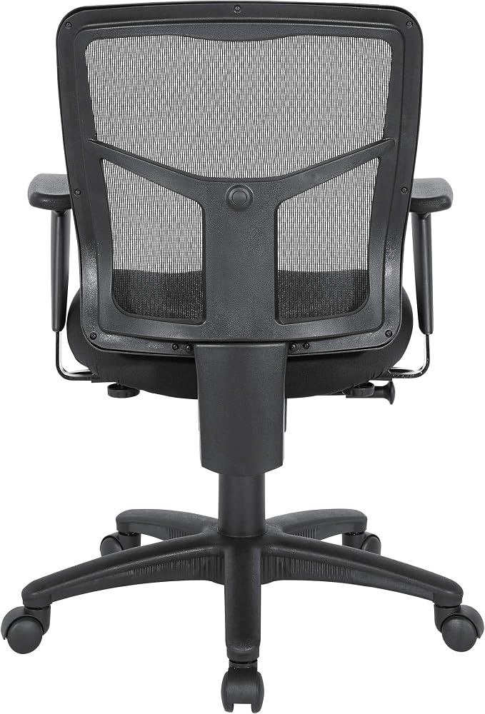 Office Star ProGrid Breathable Mesh Back Manager's Office Chair with Built-in Lumbar Support and Height Adjustable Padded Arms, Coal FreeFlex Fabric