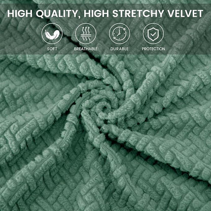 MIFXIN Computer Office Chair Cover Stretch Elastic Slipcover 2 Piece Stretchy Jacquard Computer Chair Seat Covers Furniture Protector for Home Office Rotating Chair, Only Covers NO Chair (Green)