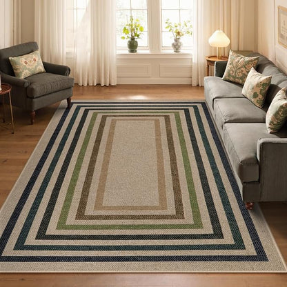 Lahome Enfys Modern Geometric Easy Jute Rug, Washable 5x7 Indoor Outdoor Rugs Farmhouse Large Dining Room Bedroom Carpet, Contemporary Non Slip Natural Throw Mat for Backyard Office RV