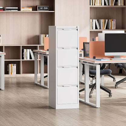 4 Drawer File Cabinet with Lock, 17.8" D Small Filing Cabinet for Home Office, Metal Vertical File Cabinets, Deep File Cabinets for Legal/Letter Size File, Easy Assembly