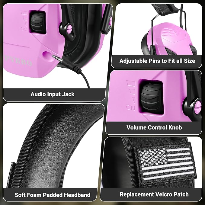 Electronic Shooting Ear Protection w/Gel Pads, 23dB NRR Active Noise Reduction & 3X Amplification Headset for Shooters