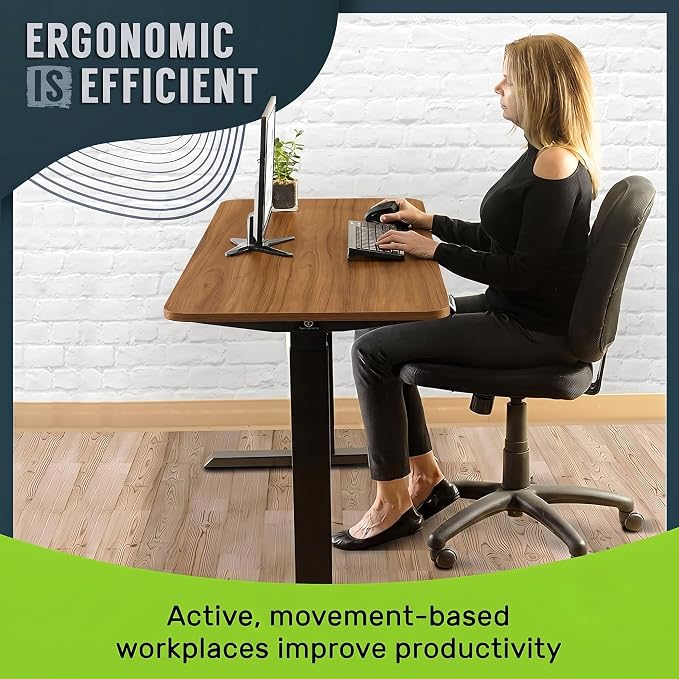 TechOrbits Electric Standing Desk Frame 60 x 24 Inch Tabletop - Motorized Workstation Two Leg Stand Up Desk with Memory Settings and Telescopic Sit Stand Height Adjustment (Black Frame/Wood BrownTop)