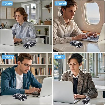CHUYI Cool Sports 3D Car Shape Wireless Mouse Optical Cordless Mice with USB Receiver for Office School Home Travel for PC Laptop Computer Gift (Black-1 Pack)