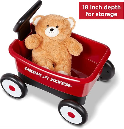 Radio Flyer Push & Pull Walker Wagon with Teddy Bear, Red, for Kids 1-4 Years Old, Locking Handle for Stability, Baby Push Walker Converts to Pull Wagon, for Indoor & Outdoor Play, Amazon Exclusive