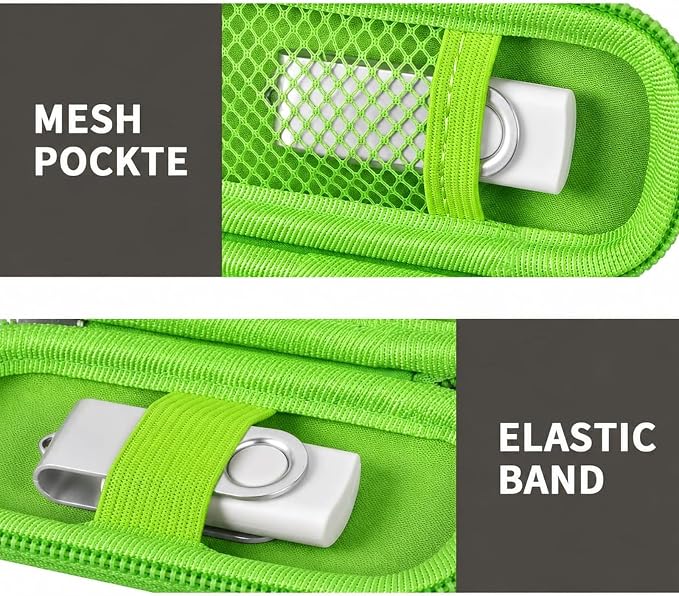 USB Flash Drive Case, SD Card Holder Compatible with Thumb Drive, Memory Cards, SDXC SDHC Storage Bag, Electronic Accessories Organizer for SanDisk for Samsung for Inland (Grass Green)