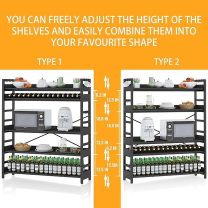 HCHQHS 5 Tier Bookshelf, Adjustable Industrial Bookcase, Vertical Tall Book Shelf, Wood and Black Metal Open Bookshelves for Home Office, Living Room, Bedroom
