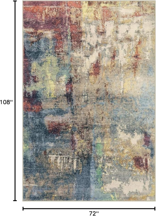 Lahome Modern Abstract Area Rug 6x9 Rugs for Living Room, Washable Bedroom Rug Aesthetic Low Pile Non Slip, Red Soft Indoor Contemporary Carpet for Dining Room Table Apartment