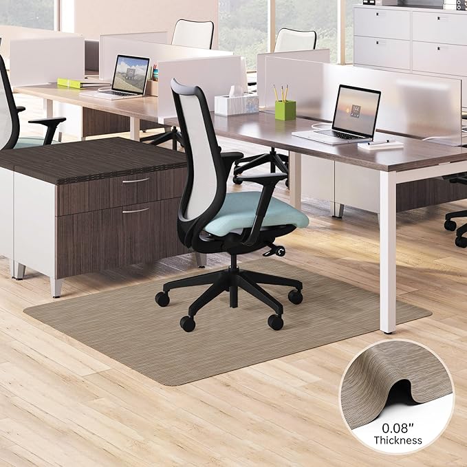 Office Chair Mat, 45" x 53" Computer Chair Mat for Hardwood Floor, Non-Curve Anti Slip Hard Floor Protector for Rolling Chair, PVC Mat Desk Rug for Home Office