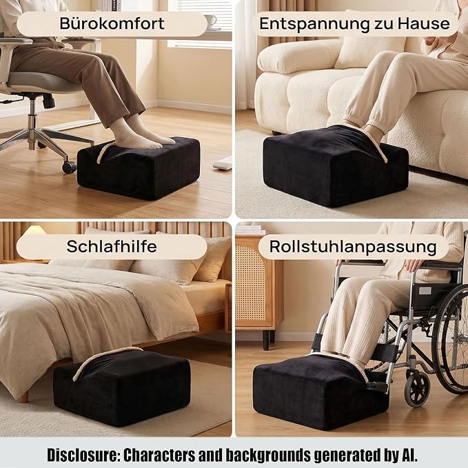 Keep Warm Foot Stool Foot Rest for Under Desk At Work | Office Footrest with Warm Feet Pocket,Ergonomic Under Deskfoot stool Stool for Office Chair & Back &Pain Relief Black+