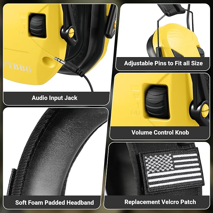 Electronic Shooting Ear Protection w/Gel Pads, 23dB NRR Active Noise Reduction & 3X Amplification Headset for Shooters