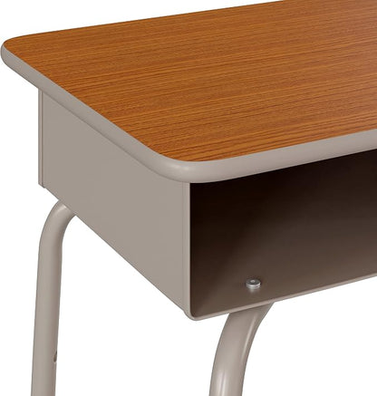 Flash Furniture Billie Student Desk - Walnut Open Front School Desk - Silver Metal Frame - 24"W x 18"D Adjustable Height, Durable for School or Remote Learning