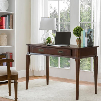 Leick Home Stratus Home Office Desk, Solid Wood, Drop-Front Keyboard Drawer, Easy Assembly, Writing Desk, Heartwood Cherry, 24.0 in. L x 42.0 in. W x 30.0 in. H, 22400