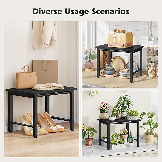 Gewudraw Printer Stand-Desktop Shelf Storage Organizer for Printers,Small End Table, Book Shelf and Wooden Desk Shelf for Home Office, Black
