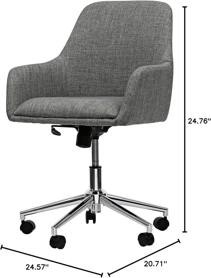 Workspace by Alera Mid-Century Task Chair, Supports Up to 275 lb, 18.9" to 22.24" Seat Height, Gray Seat, Gray Back