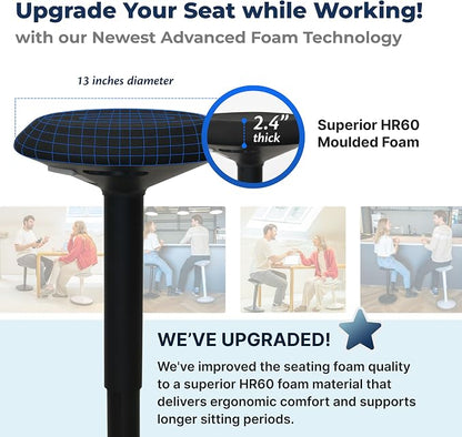 Backerz Standing Desk Stool Chair, Height Adjustable Stool 16-24 inch for Office and Classroom, Swivel seat, Anti-Slip Bottom Ergonomic Wobble Stool with Rocking Motion, Black