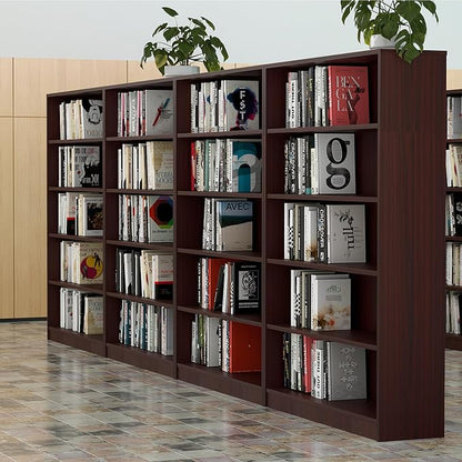 Farini 60 Inch Tall Bookcase,5 Shelf Bookshelves,Adjustable Bookshelf for Home Office,Mahogany