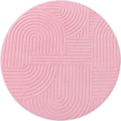 Pauwer Pink Area Rug for Girls Bedroom 4ft Soft Fluffy Non Slip Machine Washable Rugs Modern Indoor Mat Fuzzy Floor Round Carpet for Kids Nursery Living Room Dorm Playroom Dining Baby Home Decor