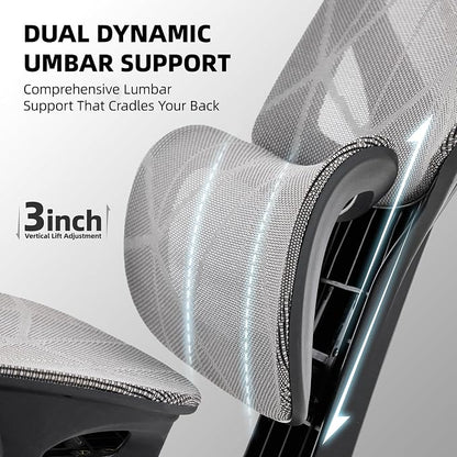 Office Chair with 3D Adjustable Lumbar Support,Ergonomic Computer Chair,Adjustable Headrest and Armrests, 400lbs Capacity,Tilt-Swivel,Premium Mesh Desk Chair for Office,Home & Gaming (Dark Gray)