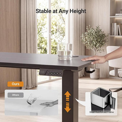 Claiks Electric Standing Desk 55 x 24 Inches, Motorized Sit Stand Desk with 3 Memory Presets & Cable Management, Spacious Ergonomic Computer Workstation for Dual Monitors & Gaming Setup, Black