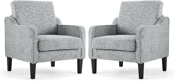 VINGLI Accent Chair for Living Room Chairs Reading Chair for Bedroom Chair Scooped Arm Chair Mid Century Modern Accent Chairs Upholstered Comfy Chair for Apartment, Waiting Room (2, Texture Gray)