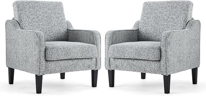 VINGLI Accent Chair for Living Room Chairs Reading Chair for Bedroom Chair Scooped Arm Chair Mid Century Modern Accent Chairs Upholstered Comfy Chair for Apartment, Waiting Room (2, Texture Gray)