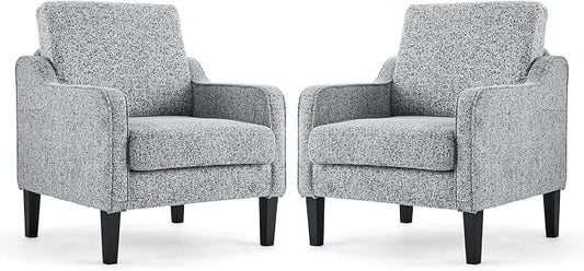 VINGLI Accent Chair for Living Room Chairs Reading Chair for Bedroom Chair Scooped Arm Chair Mid Century Modern Accent Chairs Upholstered Comfy Chair for Apartment, Waiting Room (2, Texture Gray)