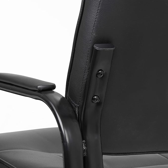 SUPER DEAL Office Guest Chair Bonded Leather Executive Side Chair Reception Chair W/Solid Metal Frame Home Office Furniture Set of 3
