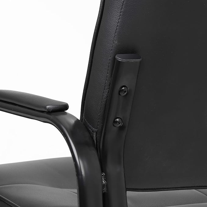 SUPER DEAL Office Guest Chair Bonded Leather Executive Side Chair Reception Chair with Solid Metal Frame Home Office Furniture, Set of 4, Black