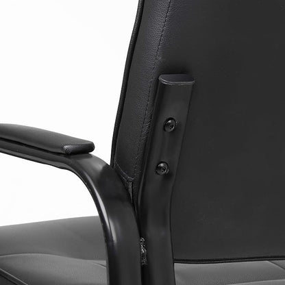 SUPER DEAL Office Guest Chair Bonded Leather Executive Side Chair Reception Chair with Solid Metal Frame Home Office Furniture, Set of 4, Black