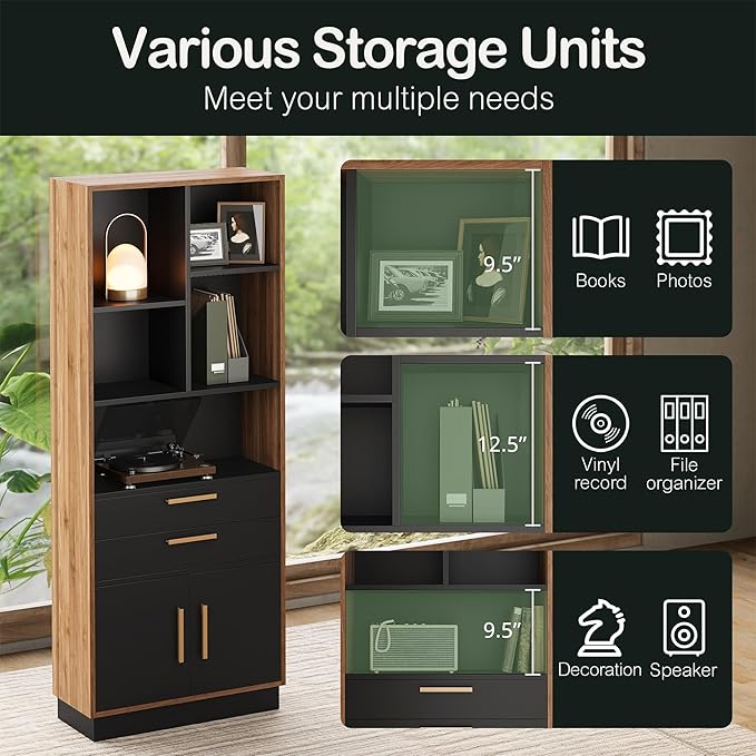 ModernMate Furniture Sets, 63" Standing Desk with 59" Bookshelf and 2 Drawer lateral File Cabinet, Home Office Furniture Set, Black Walnut