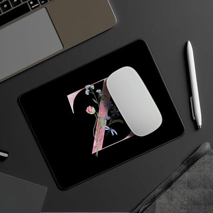 Mouse Pad Pinks Flowers Initial Letters Mousepad Desktop Laptop Computer Accessories Home Office Gaming Work Desk Computer Non-Slip Rubber Monogram Floral Alphabet A-Z mousepad (Z)