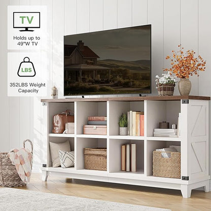 EnHomee 8-Cube Storage Organizer, Farmhouse Bookshelf, Display Shelf for Living Room, Bedroom, Home Office, White