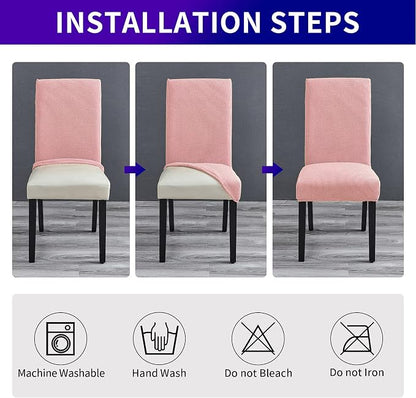 Stretch Chair Covers for Dining Room Set of 6, Removable Washable Dining Room Chair Covers, Dining Chair Slipcovers Seat Protector, Great for Home Decor and Banquet (Dusty Pink, 6 Pack)