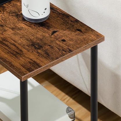 HOOBRO Side Table with Charging Station, Set of 2 End Tables with USB Port and Outlets, Nightstand with 2-Layer Storage Shelves for Small Spaces, Living Room, Bedroom, Rustic Brown BF09UBZP201