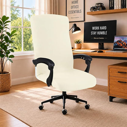 Elastic Computer Chair Cover with Durable Zipper - Protective Removable Washable Universal Office Desk Chair Seat Slip Cover - Stretchy Soft Anti-dust Desk Chair Seat Protector for Dogs, Cats, Pets